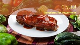  Presentation with barbecue ribs - Slide deck with roast-ribs-with-barbecue-sauce background and a red colored foreground