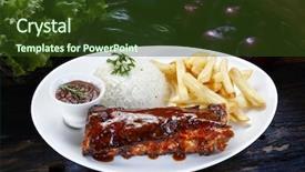  Presentation with barbecue ribs - Presentation theme enhanced with roast ribs with barbecue sauce background and a tawny brown colored foreground