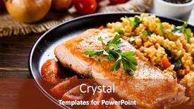  Presentation with salmon - Cool new slide set with roast-salmon-with-groats backdrop and a tawny brown colored foreground