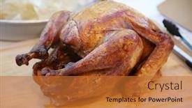  Presentation with thanksgiving dinner - Presentation theme with roast-turkey-thanksgiving-turkey-delicious background and a red colored foreground
