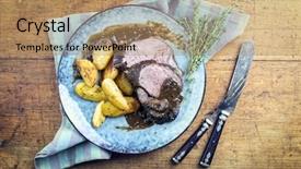  Presentation with potato - PPT layouts enhanced with roast vanison with fried potato background and a coral colored foreground