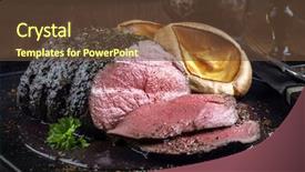  Presentation with retirement roast on presenation - Audience pleasing slides consisting of roast venison with yorkshire pudding backdrop and a tawny brown colored foreground