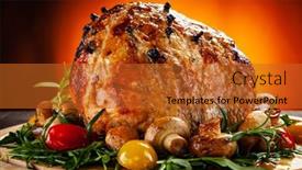  Presentation with vegetables - Beautiful slides featuring roast-whole-pork-ham backdrop and a red colored foreground