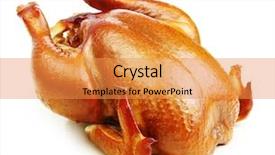 Presentation with chicken - Beautiful PPT theme featuring roasted - roast chicken isolated on white backdrop and a gold colored foreground