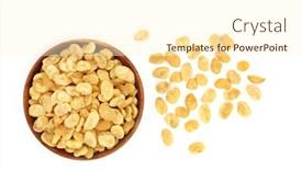  Presentation with healthy snack - Audience pleasing theme consisting of roasted-and-salted-fava-beans backdrop and a cream colored foreground