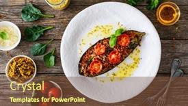  Presentation with meat - Slides having roasted-aubergine-stuffed-with-minced background and a tawny brown colored foreground