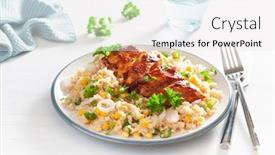 Presentation with bbq chicken - Beautiful PPT layouts featuring roasted-bbq-chicken-with-couscous backdrop and a white colored foreground