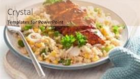  Presentation with bbq chicken - Cool new presentation theme with roasted bbq chicken with quinoa sweetcorn onion healthy lunch backdrop and a coral colored foreground