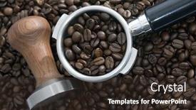  Presentation with filter - Audience pleasing presentation theme consisting of roasted-beans-surround-a-tamper backdrop and a wine colored foreground