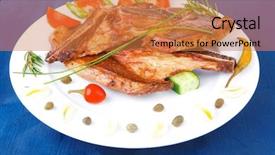  Presentation with fresh meat - Slides with roasted beef meat bone steak background and a  colored foreground