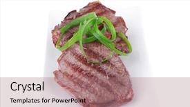  Presentation with meat beef - Presentation with roasted-beef-meat-strips background and a coral colored foreground