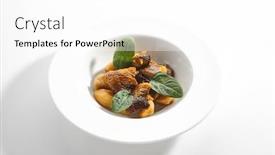  Presentation with dining restaurant - PPT layouts enhanced with roasted-boletus-or-porcini-mushrooms background and a white colored foreground