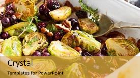  Presentation with roast nuts and candy - Colorful slide set enhanced with roasted brussels sprouts with grapes backdrop and a gold colored foreground