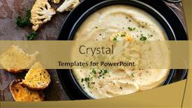  Presentation with cauliflower - Audience pleasing presentation design consisting of roasted cauliflower soup in rustic backdrop and a yellow colored foreground