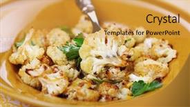  Presentation with cauliflower - PPT theme featuring roasted cauliflower with lemon peel background and a yellow colored foreground