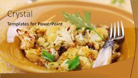  Presentation with cauliflower - Amazing theme having roasted cauliflower with lemon peel and garlic backdrop and a yellow colored foreground