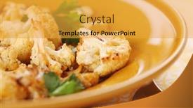  Presentation with cauliflower - Colorful PPT theme enhanced with roasted cauliflower with lemon peel and garlic backdrop and a yellow colored foreground