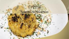  Presentation with international food - Amazing PPT theme having roasted-cauliflower-with-parmesan backdrop and a soft green colored foreground