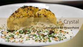  Presentation with international food - PPT layouts consisting of roasted-cauliflower-with-parmesan background and a yellow colored foreground