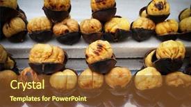  Presentation with street food - Slide set consisting of roasted chestnuts street food background and a tawny brown colored foreground