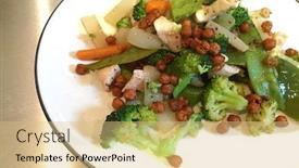  Presentation with chick - Cool new PPT theme with roasted-chick-pea-stir-fry backdrop and a yellow colored foreground