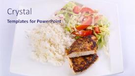  Presentation with roasted chicken - Cool new theme with roasted chicken breast with salad and rice backdrop and a sky blue colored foreground