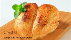  Presentation with roasted chicken - Beautiful slides featuring roasted chicken breasts on cutting board backdrop and a gold colored foreground