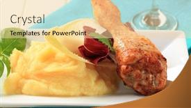  Presentation with roasted chicken - Theme consisting of roasted-chicken-drumstick-served background and a lemonade colored foreground