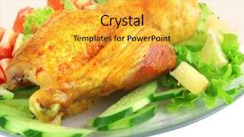  Presentation with roasted chicken - Colorful slide set enhanced with roasted chicken drumstick with vegetables backdrop and a yellow colored foreground