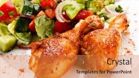  Presentation with roasted chicken - Cool new presentation theme with roasted chicken drumsticks and vegetables backdrop and a gold colored foreground