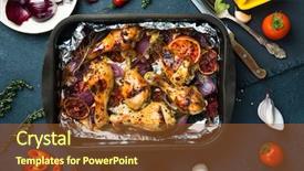  Presentation with roasted chicken - PPT theme consisting of roasted chicken drumsticks homemade roasted background and a tawny brown colored foreground