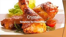  Presentation with roasted chicken - Presentation theme consisting of roasted chicken drumsticks background and a crimson colored foreground