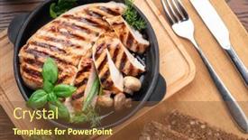  Presentation with roasted chicken - Presentation theme consisting of roasted-chicken-fillet-and-mushrooms background and a tawny brown colored foreground