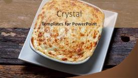  Presentation with roasted chicken - Presentation design with roasted-chicken-lasagna-with-mozzarella background and a coral colored foreground