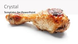  Presentation with roasted chicken - Slide deck consisting of roasted chicken leg on white background background and a sky blue colored foreground