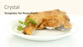  Presentation with roasted chicken - PPT layouts with roasted-chicken-leg-with-parsley background and a blonde colored foreground