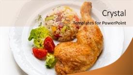  Presentation with roasted chicken - Amazing presentation theme having roasted chicken leg with rice backdrop and a coral colored foreground