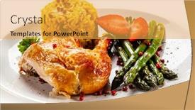  Presentation with roasted chicken - Cool new PPT theme with roasted-chicken-leg-with-rice backdrop and a yellow colored foreground