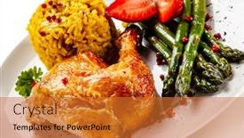  Presentation with roasted chicken - Amazing presentation design having roasted-chicken-leg-with-rice backdrop and a gold colored foreground