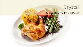  Presentation with roasted chicken - Beautiful slide set featuring roasted-chicken-leg-with-rice backdrop and a blonde colored foreground