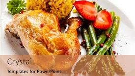  Presentation with roasted chicken - Presentation design with roasted-chicken-leg-with-rice background and a coral colored foreground