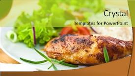  Presentation with roasted chicken - Slides having roasted chicken leg with rice background and a yellow colored foreground