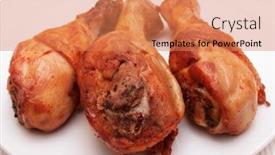  Presentation with roasted chicken - Beautiful presentation theme featuring roasted-chicken-legs backdrop and a coral colored foreground