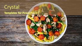  Presentation with roasted chicken - Theme having roasted-chicken-nuggets-cherry-tomatoes background and a tawny brown colored foreground