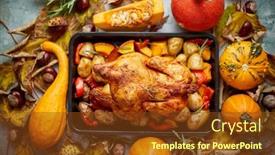  Presentation with roasted chicken - Theme with roasted-chicken-or-turkey-garnished background and a tawny brown colored foreground