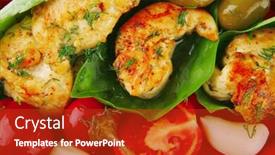  Presentation with roasted chicken - Cool new theme with roasted-chicken-pieces-served backdrop and a crimson colored foreground