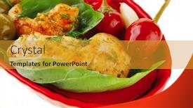  Presentation with roasted chicken - Presentation having roasted chicken pieces served with vegetables on red background and a gold colored foreground