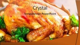  Presentation with thanksgiving dinner - PPT theme having roasted chicken roasted turkey garnished background and a yellow colored foreground