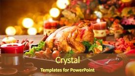  Presentation with roasted chicken - PPT theme having roasted chicken table setting christmas background and a tawny brown colored foreground