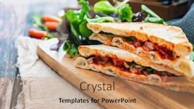  Presentation with roasted chicken - PPT theme featuring roasted-chicken-tandoori-sauce-sandwich background and a coral colored foreground